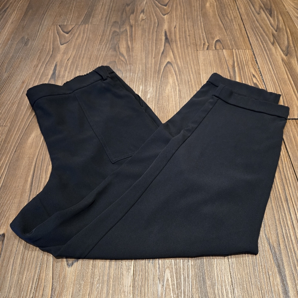 Anthropologie Maison d’Amelie Cargo Pants Black Cuffed Stretch Elastic Waist 12